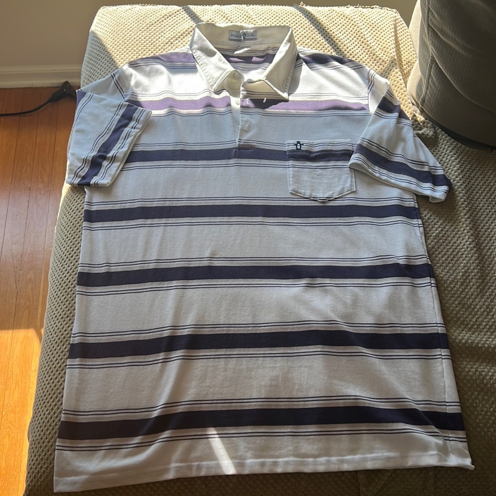 Penguin Mens Golf Club Print SS Polo Shirt Sz L